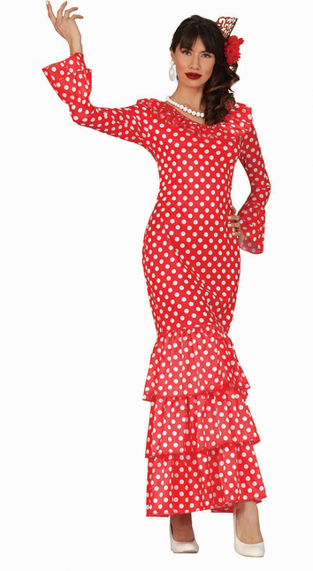 Sukienka hiszpańska Flamenco w białe kropki