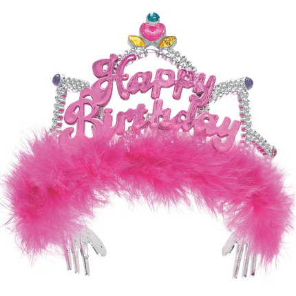 Korona księżniczek Happy Birthday różowa