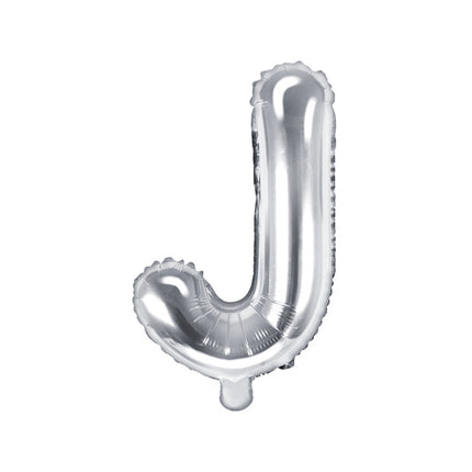 Balon foliowy litera J srebrny pusty 35 cm