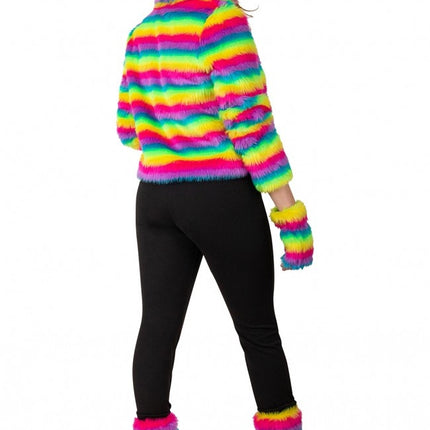 Futrzany płaszcz Rainbow Stripe