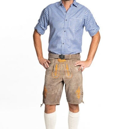 Skórzane krótkie buty Lederhose w kolorze pomarańczowym z paskiem
