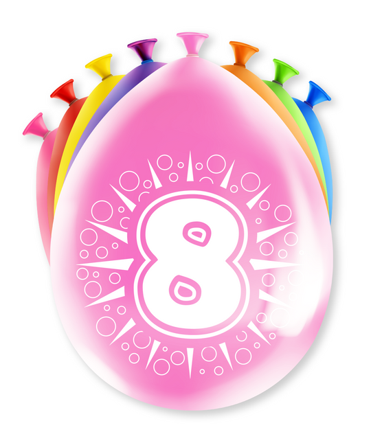 Balony 8 lat hurra 30cm 8szt