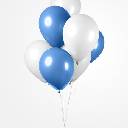 Balony białe niebieskie 30cm 10szt
