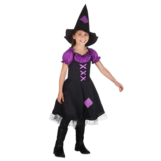Kostium czarownicy na Halloween dla dziecka fioletowy