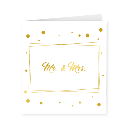 Kartka Mr & Mrs Gold White 15cm
