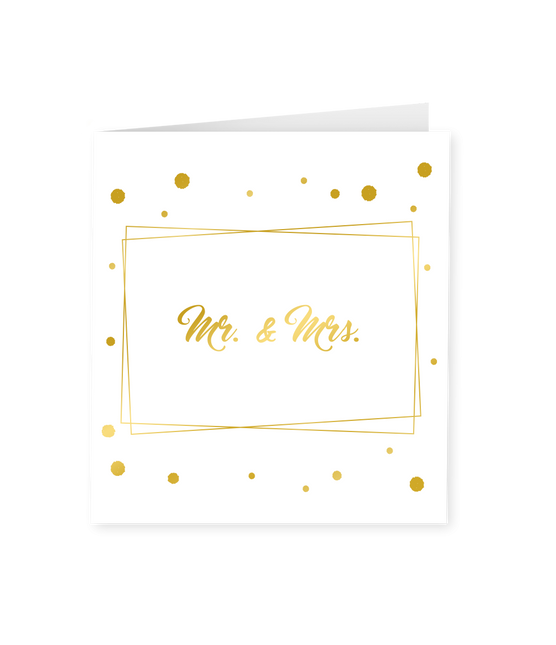 Kartka Mr & Mrs Gold White 15cm
