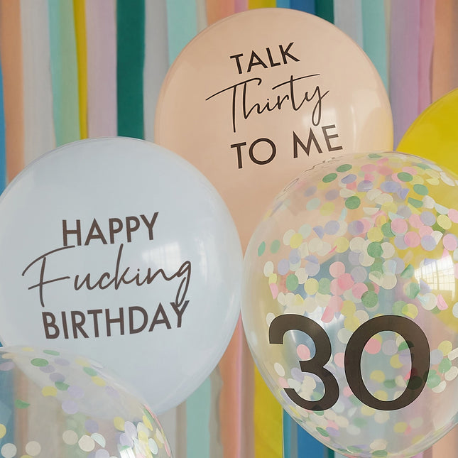 Zestaw kolorowych balonów 30 lat 30 cm 8 szt.