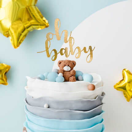 Złoty topper na tort Oh Baby 25cm