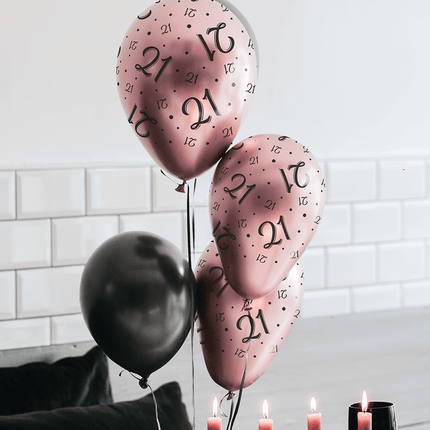 Balony na 25 lat Róża Czarna 30cm 8szt