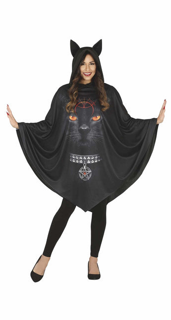 Poncho damskie na Halloween z kotem