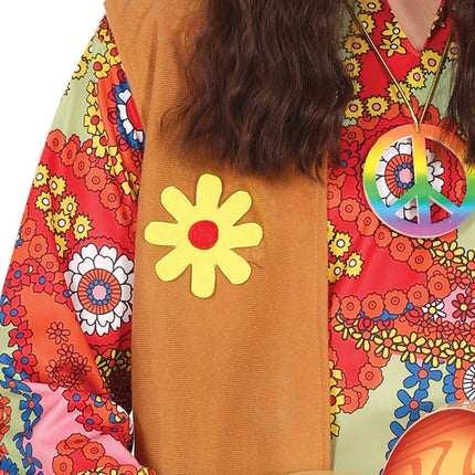 Męski kostium hippie 60S z brązową kamizelką