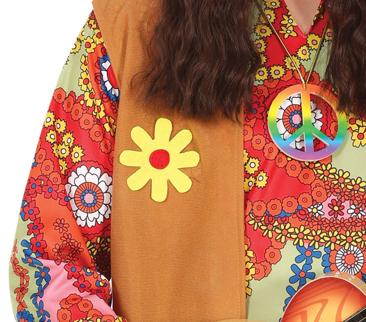 Męski kostium hippie 60S z brązową kamizelką
