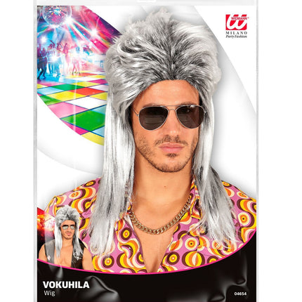 Peruka 80s Aso długa szara