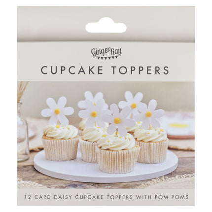 Baby Shower Cupcake Toppers Stokrotki 12szt
