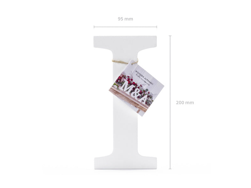 Biała litera I Drewno 20 cm