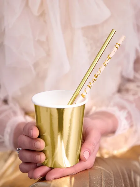 Słomki papierowe różowe złote 19,5cm 10szt