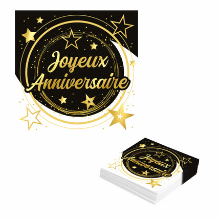 Serwetki Joyeux Anniversaire 33cm 12szt