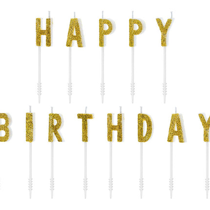 Świeczki Happy Birthday Gold 2,5cm 13szt