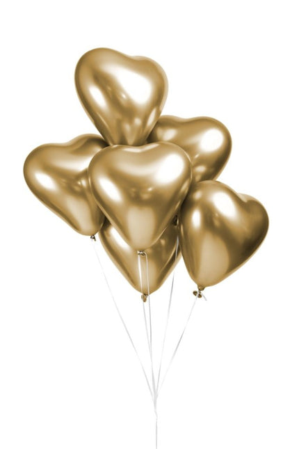 Balony serca złote 30cm 6szt