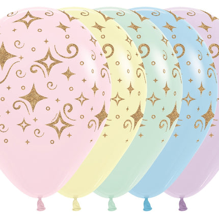Balony Golden Diamonds Glitter Ink Mix 30cm 25szt