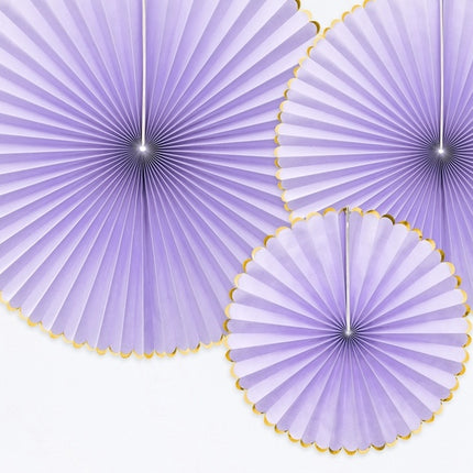 Wachlarze papierowe Lilac Gold Set 23-40cm 3 szt.