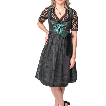 Czarna zielona sukienka Dirndl Oktoberfest Women Jaquard