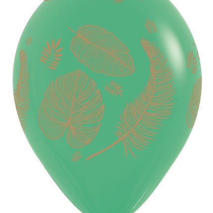 Balony Tropical Leaves Mix Gold Print 30cm 25szt