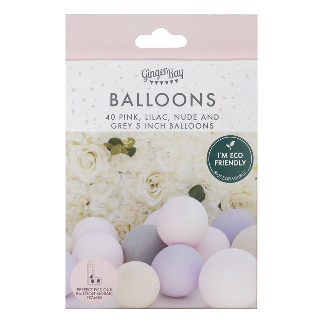 Balony różowy szary liliowy 13cm 40szt