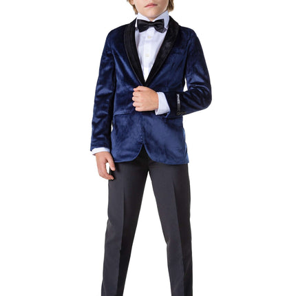 Ciemnoniebieska aksamitna marynarka chłopięca <tc>OppoSuits</tc>
