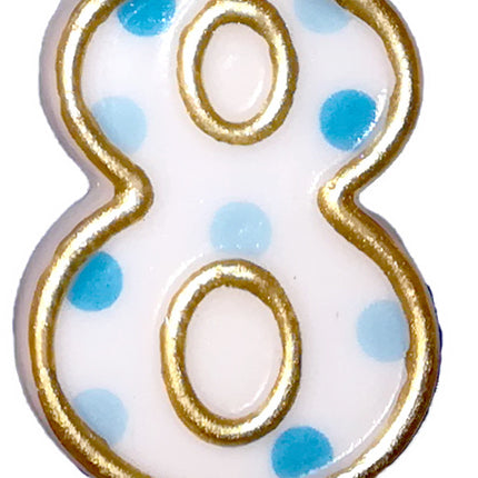 Świeca 8 lat Niebieskie kropki 8,5 cm