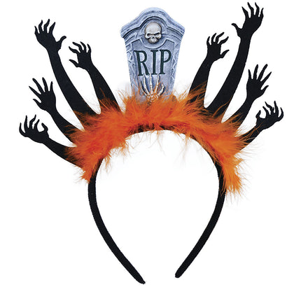 Opaska do włosów na Halloween Kamień nagrobny i zombie
