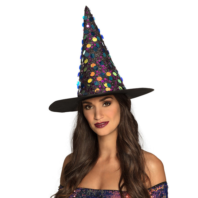 Halloweenowy kapelusz czarownicy z brokatem