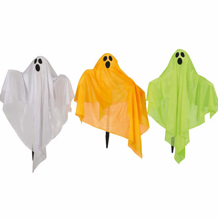 Halloweenowa dekoracja ogrodowa 3 duchy ze światłem 90 cm