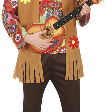 Męski kostium hippie 60S z brązową kamizelką