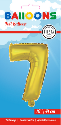Balon foliowy Figurka 7 złoty 41 cm ze słomką