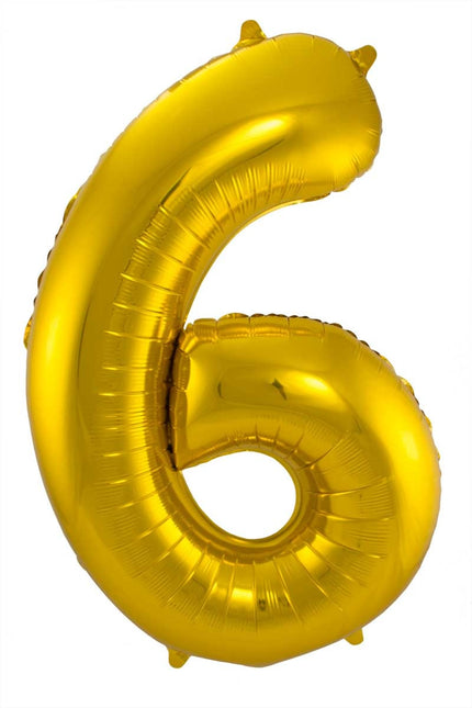 Balon foliowy Figurka 6 Gold Metallic XL 86 cm pusty