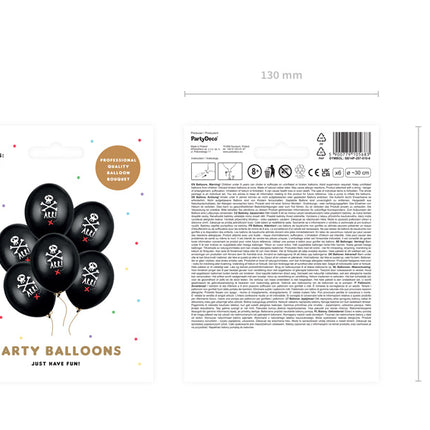Balony pirackie czarne 30cm 6szt