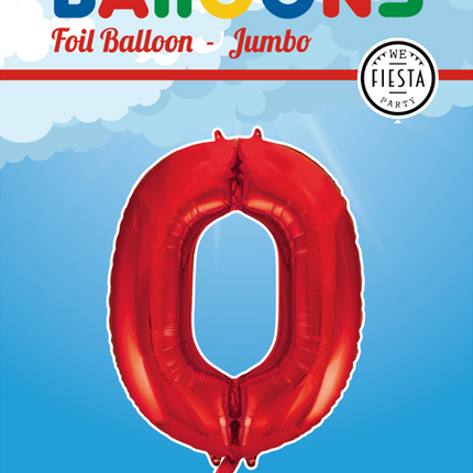 Balon foliowy Figura 0 Czerwony XL 86cm pusty