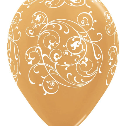 Balony Filigree Metallic Gold 30cm 25szt