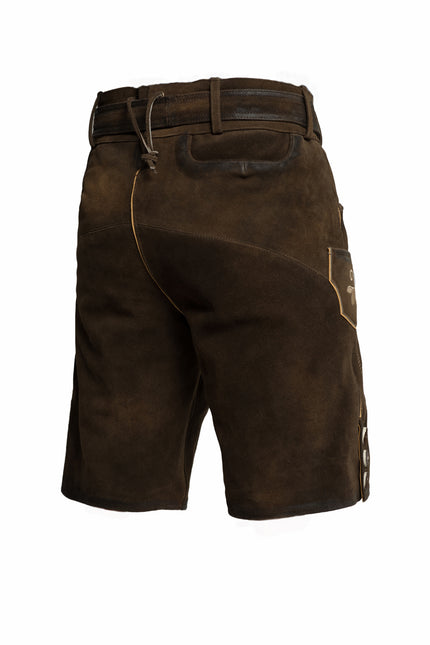 Skórzane krótkie buty Lederhose w kolorze brązowym z paskiem