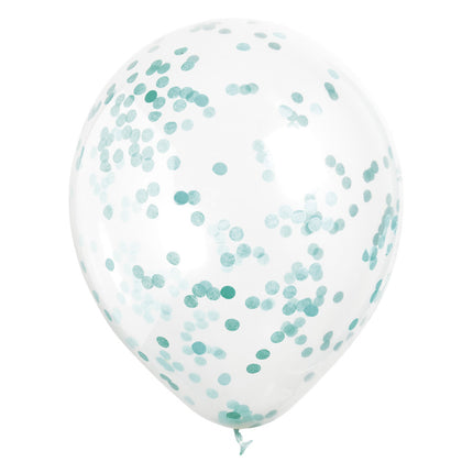 Balony konfetti turkusowe 40cm 6szt