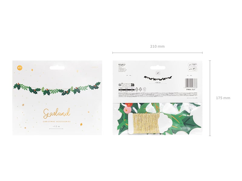 Girlanda świąteczna Holly 1,5 m