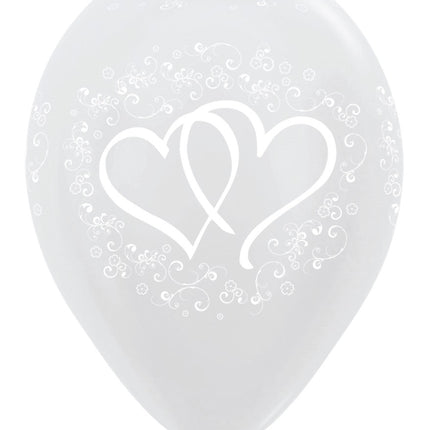 Balony Entwinted Hearts Pearl White 30cm 25szt