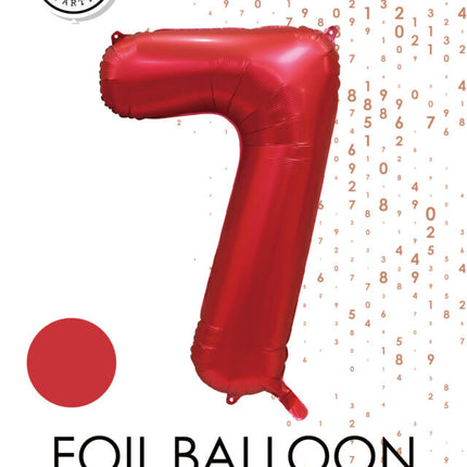 Czerwony balon foliowy 7 lat błyszczący 86 cm