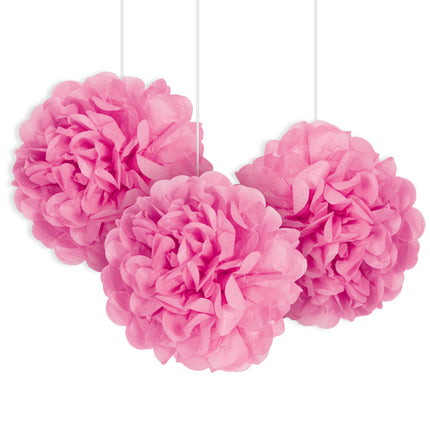 Pompon różowy 20cm 3szt