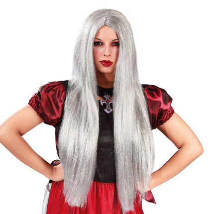 Peruka na Halloween Czarownica Szara