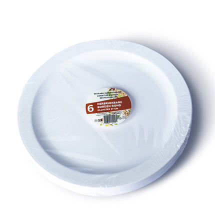 Białe talerze wielokrotnego użytku 27cm 6szt.