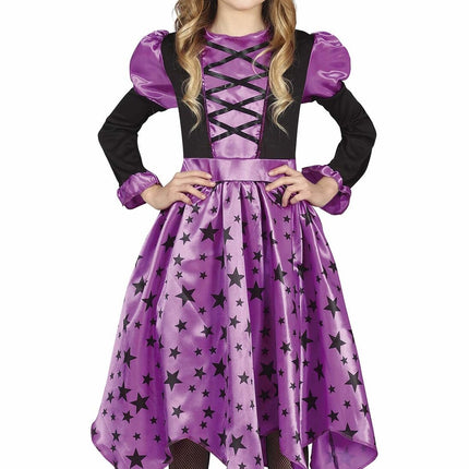 Kostium czarownicy na Halloween dla dziewczynki fioletowy