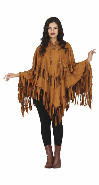 Poncho damskie brązowe M