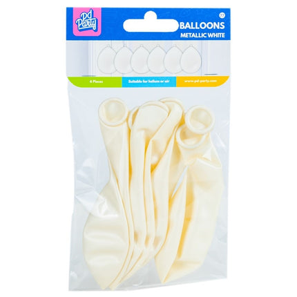 Balony białe metaliczne 30cm 6szt
